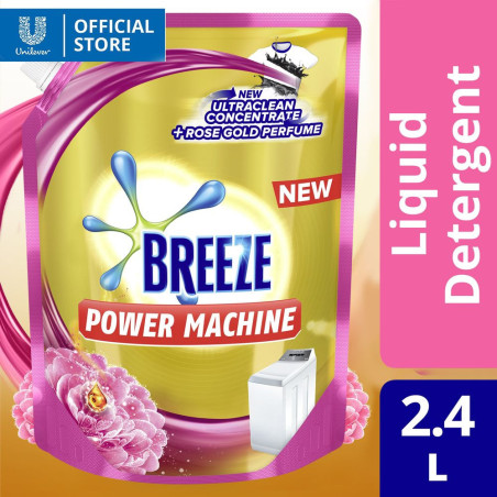 Breeze Liquid Detergent Powermachine with Rose Gold Perfume 2.4L Bottle