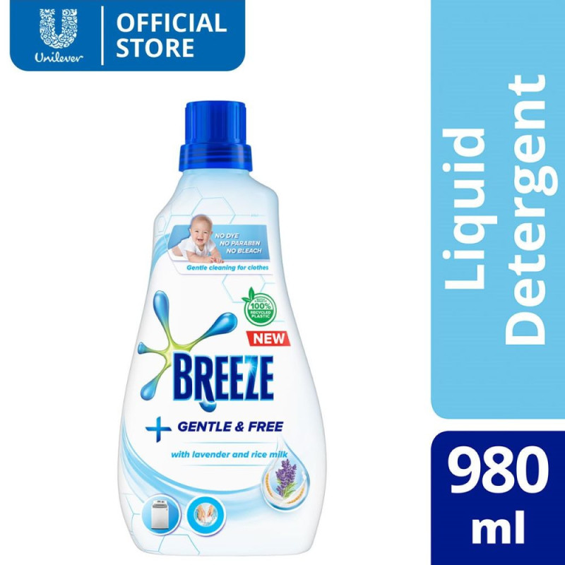 Breeze Liquid Detergent Gentle and Free 980ml Bottle