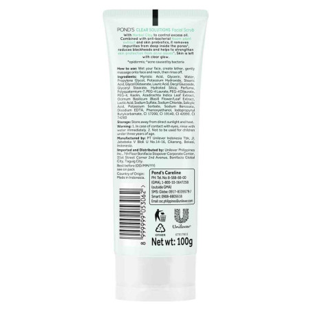 POND'S Clear Solutions Facial Foam with Neem Extract and Prebiotics for Acne & Pimple Free Skin 100g