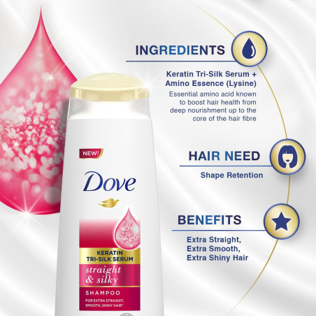 Dove Straight & Silky Shampoo 900ML