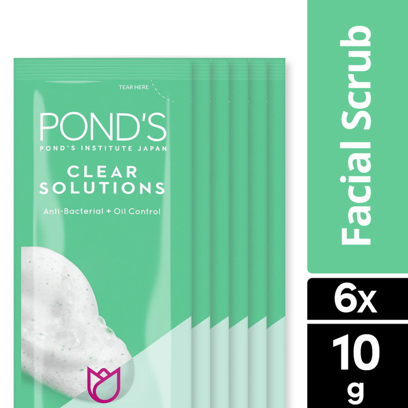 [BUNDLE OF 6] Pond's Clear Solutions Anti-Bacterial Facial Scrub 10G