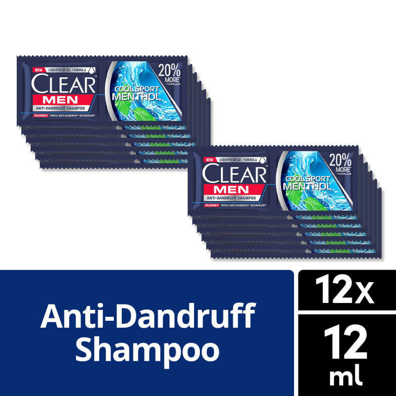 [BUNDLE OF 12] Clear Men Anti Dandruff Shampoo Cool Sport Menthol 12ML