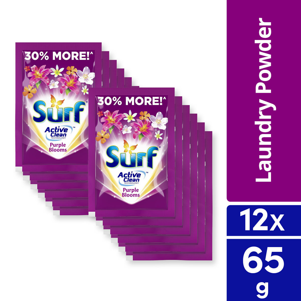 [BUNDLE OF 12] Surf Powder Detergent Purple Blooms 65G Sachet