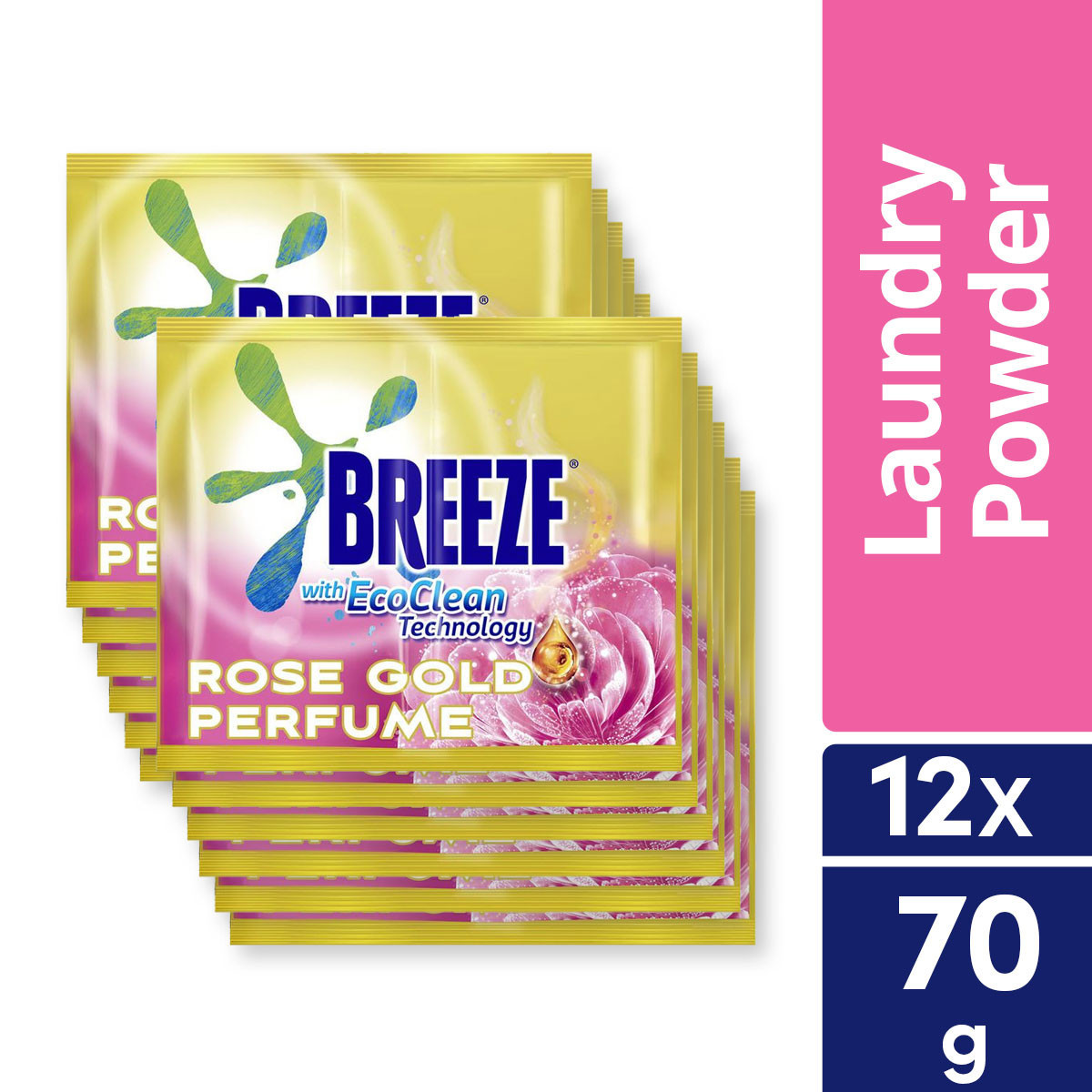 [BUNDLE OF 12] Breeze Powder Detergent with Rose Gold Perfume 66G Sachet