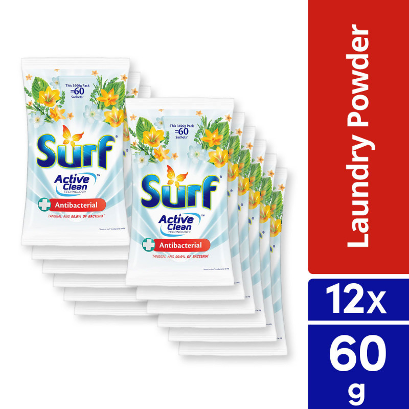 [BUNDLE OF 12] Surf Powder Detergent Antibacterial 60G Sachet