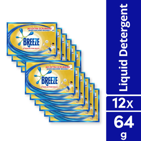 [BUNDLE OF 12] Breeze Liquid Detergent with Stain-Action Bula 64ML Sachet