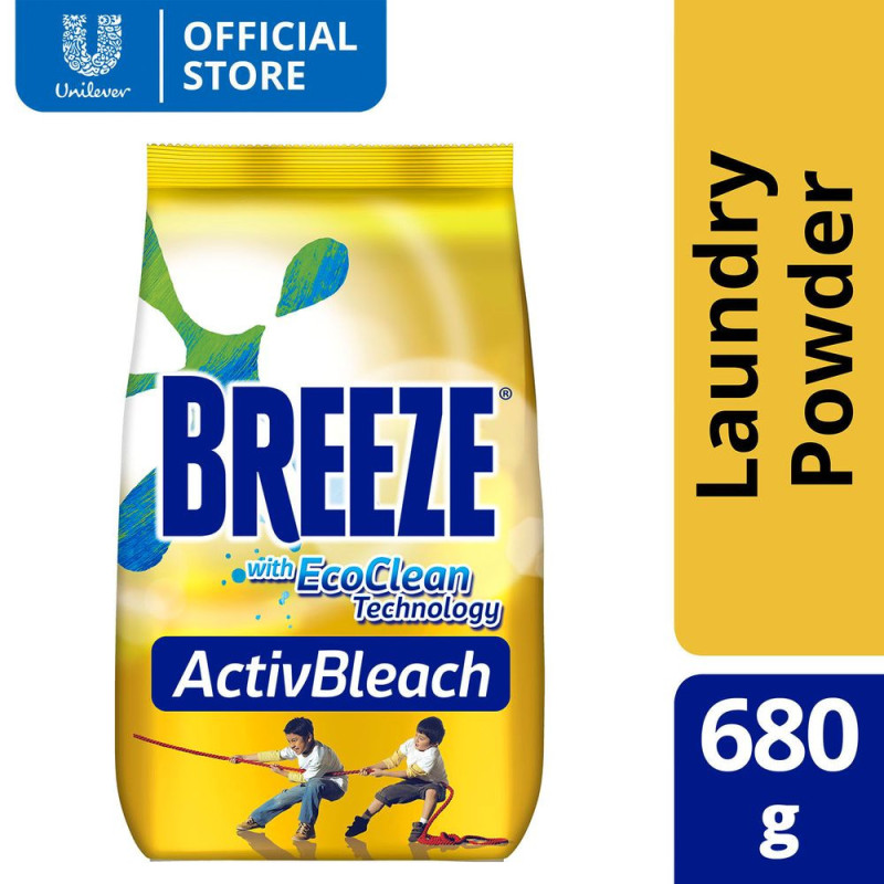 Breeze Powder Detergent ActivBleach with EcoClean Technology 680G Pouch