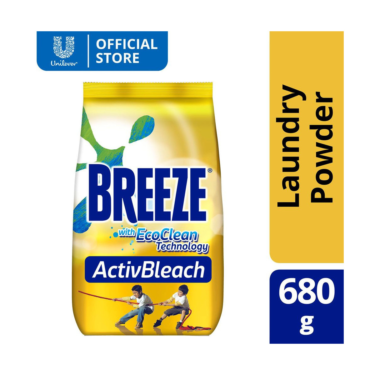 Breeze Powder Detergent ActivBleach with EcoClean Technology 680G Pouch