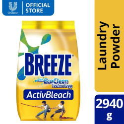 Breeze Powder Detergent ActivBleach with EcoClean Technology 2940G Pouch