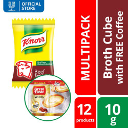 KNORR BEEF CUBES SINGLES 10G WITH FREE GREAT TASTE WHITE TWIN PACK (12+1)