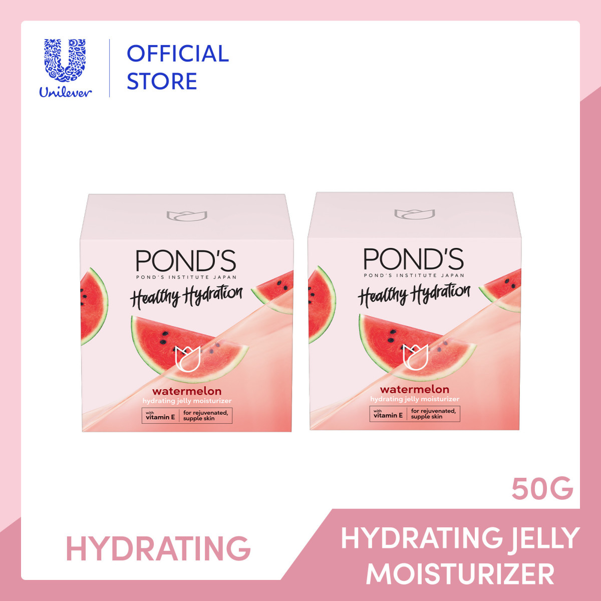 POND'S Watermelon Jelly Moisturizer with Vitamin E for Hydrated Skin 50g x2