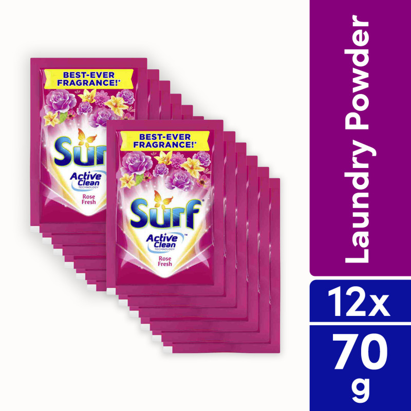 [BUNDLE OF 12] Surf Rose Fresh Laundry Powder Detergent 70g Sachet