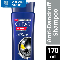 CLEAR Men Anti Dandruff Shampoo Deep Cleanse for Flaky Scalp and Itchy Head with Activated Charcoal, Taurine, and Triple Anti-D