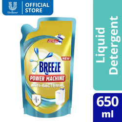 Breeze Liquid Detergent Antibacterial Powermachine 650ml Pouch