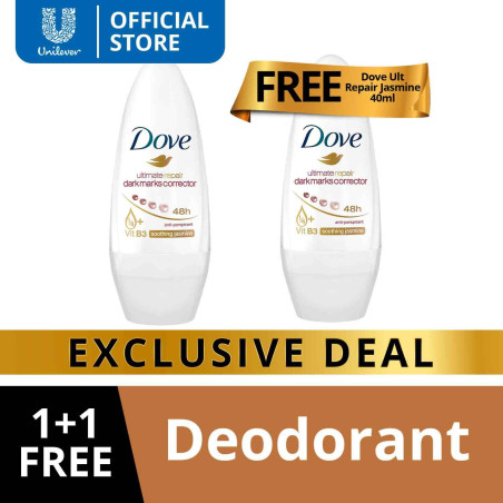 [BUY 1 TAKE 1] Dove Deodorant Roll-On Ultimate Repair Dark Marks Corrector Soothing Jasmine 40ML