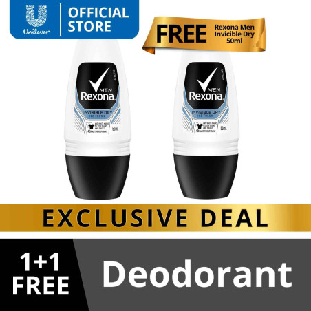 [BUY 1 TAKE 1] Rexona Men Deodorant Roll-On Invisible Dry 50ML