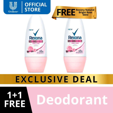[BUNDLE OF 2] Rexona Women Deodorant Roll-On Natural Whitening Fresh Rose 50ML