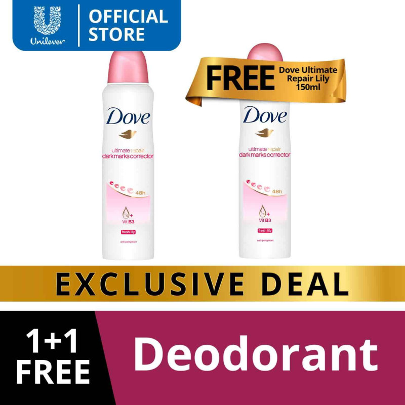 [BUNDLE OF 2] Dove Deodorant Spray Ultimate Repair Dark Marks Corrector Fresh Lily 150ML