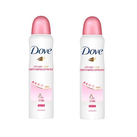 [BUNDLE OF 2] Dove Deodorant Spray Ultimate Repair Dark Marks Corrector Fresh Lily 150ML