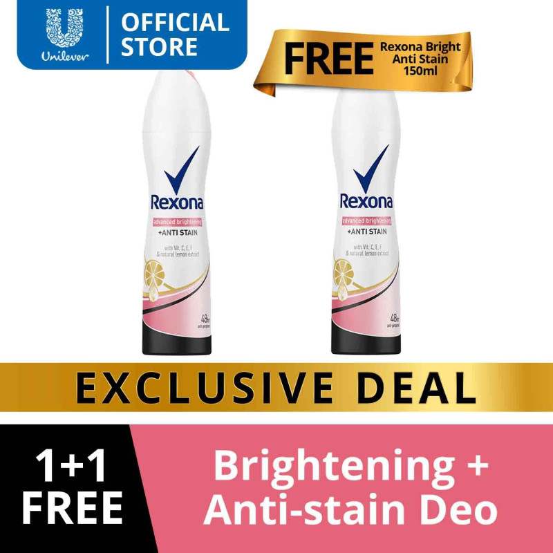 [BUNDLE OF 2] Rexona Women Deodorant Spray Advanced Brightening + Anti-Stain 150ml