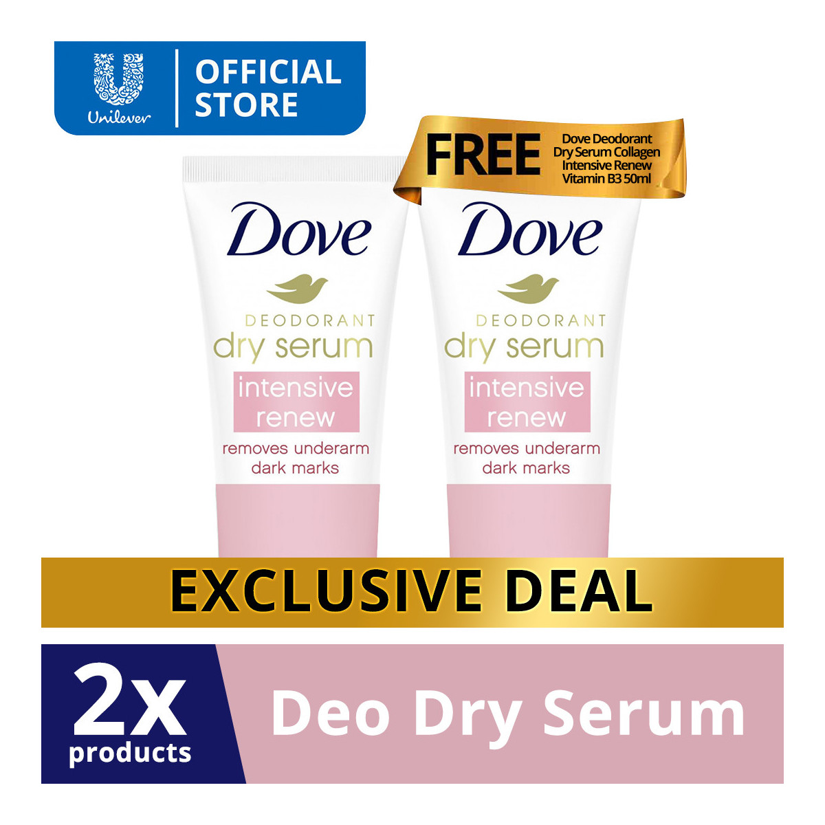 [BUY 1 TAKE 1] Dove Deodorant Dry Serum Collagen Intensive Renew Vitamin B3 50ML
