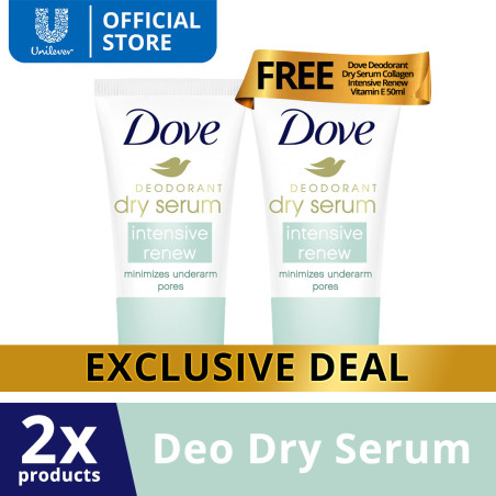[BUY 1 TAKE 1] Dove Deodorant Dry Serum Collagen Intensive Renew Vitamin E 50ML