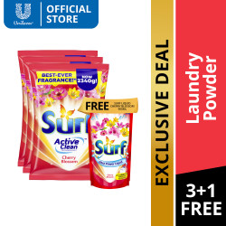 [BUNDLE] Surf Cherry Blossom Laundry Powder Detergent 2.34KG x3 + FREE Cherry Blossom Liquid 900ML
