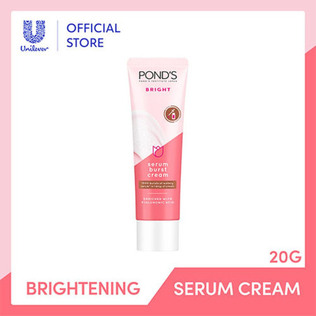 PONDS White Beauty Serum Burst Cream with Niacinamide, Hyaluronic Acid for Bright Dewy Skin 20g