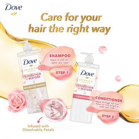 [BUNDLE] DOVE Botanical Anti Hair Fall Primrose Shampoo and Conditioner 450ml Set