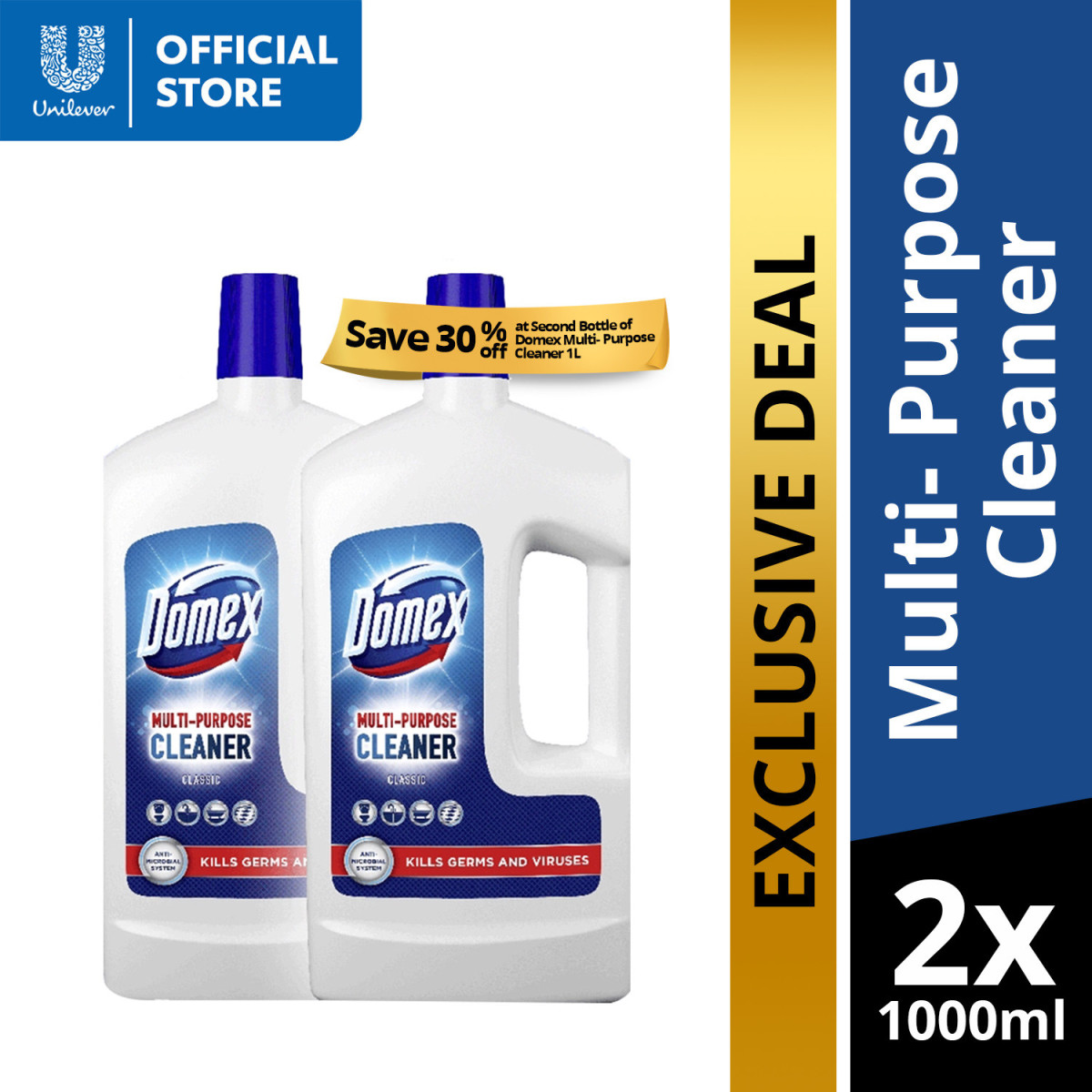 [Buy 1 Get 2nd at 30% Off] Domex Multi-Purpose Cleaner Classic 1L Bottle Special Offer x2