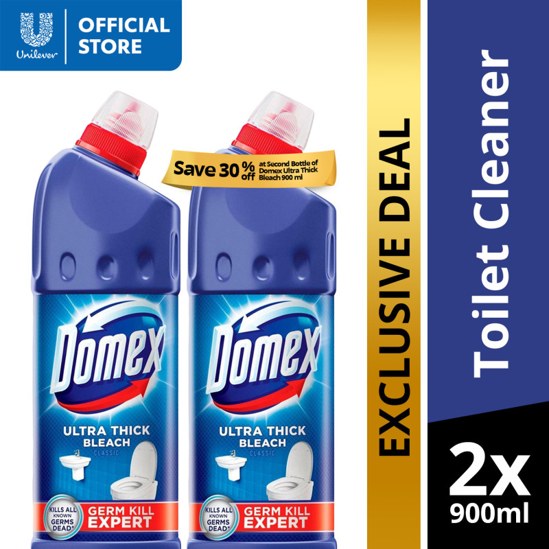 [Buy 1 Get 2nd at 30% Off] Domex Ultra Thick Bleach Toilet Cleaner Classic 900ML Bottle Special Offer x2