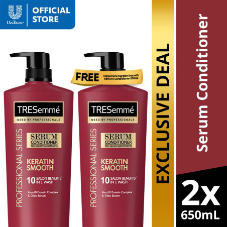 [Buy 1 Get 1] TRESemme Keratin Smooth KERA10 Serum Conditioner 650ml