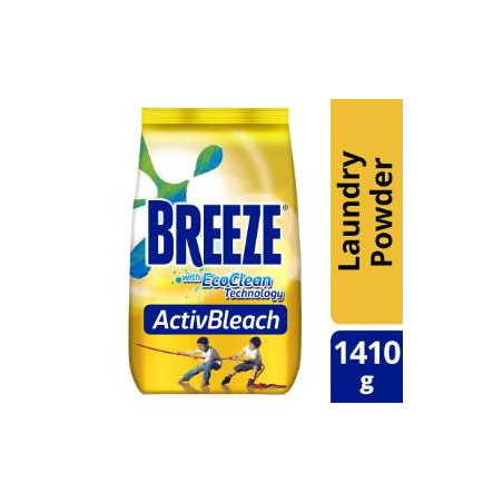 Breeze Powder Detergent ActivBleach with EcoClean Technology 1410G Pouch