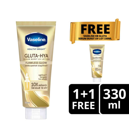 [Buy 1 Get 1] Vaseline Gluta-Hya Serum Burst UV Lotion Flawless Bright 330ML