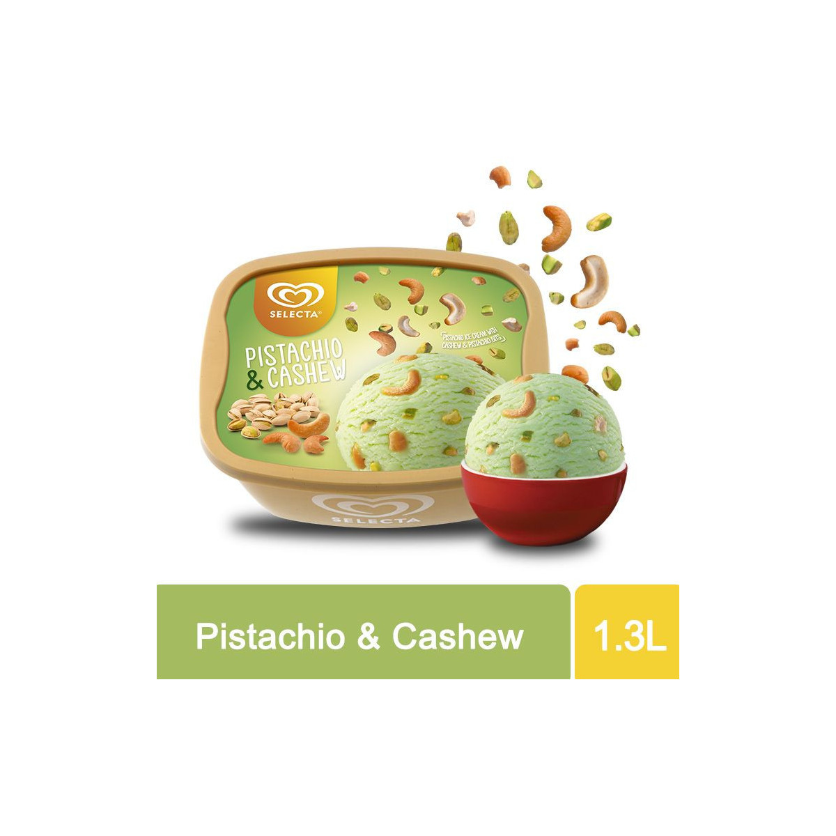 Selecta Pistachio & Cashew Ice Cream 1.3L
