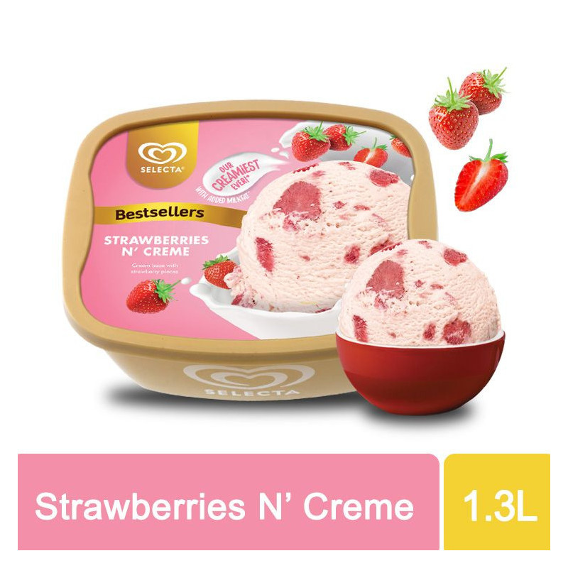Selecta Strawberries & Cream Ice Cream 1.3L