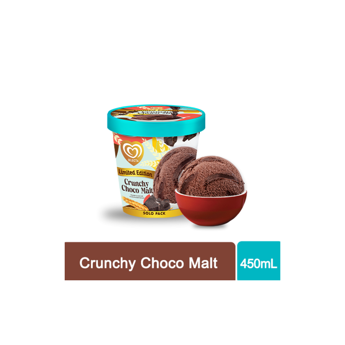 Selecta Crunchy Choco Malt Ice Cream 450ml